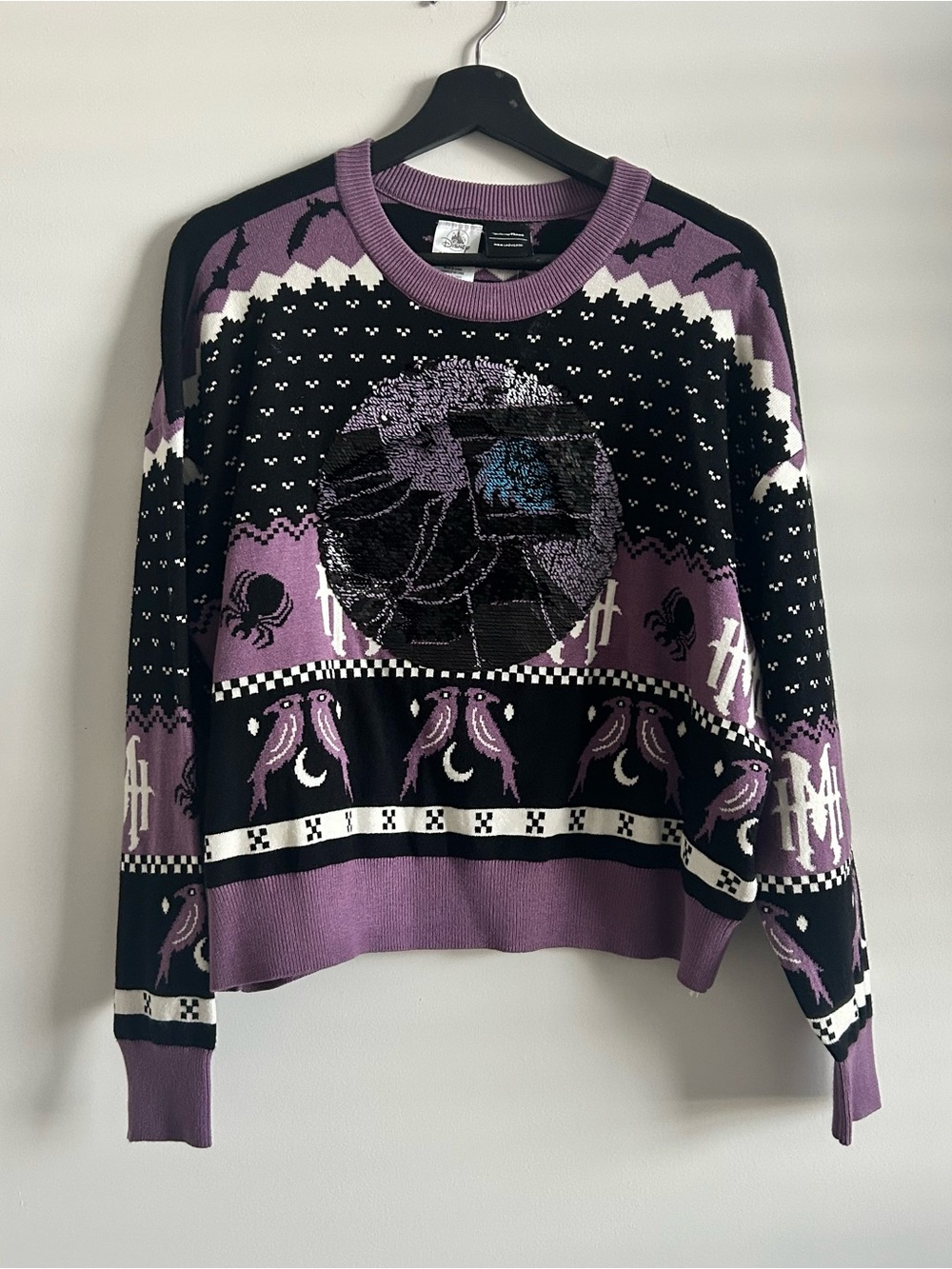 NWT Disney Haunted Mansion Hatbox Ghost Fairisle Sweater Her Universe